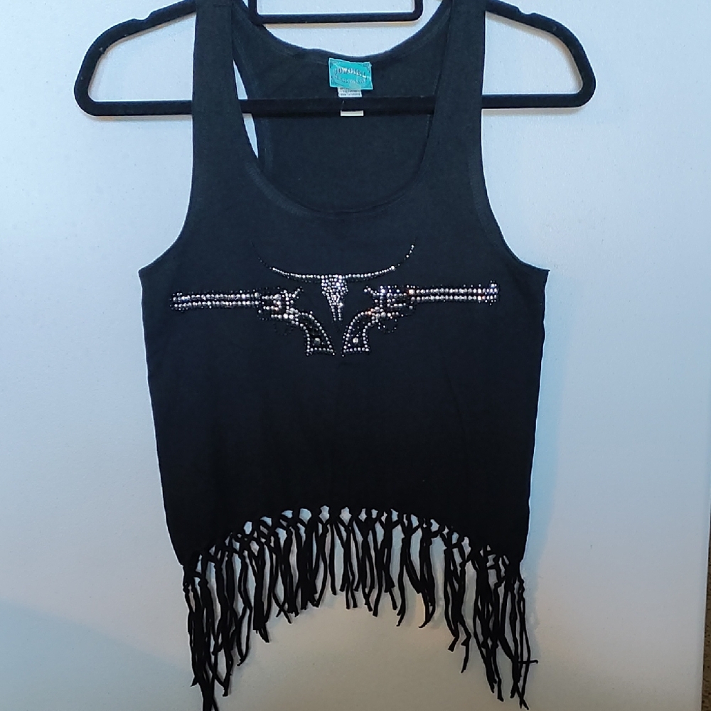 Black Embellished Crop Tank Top